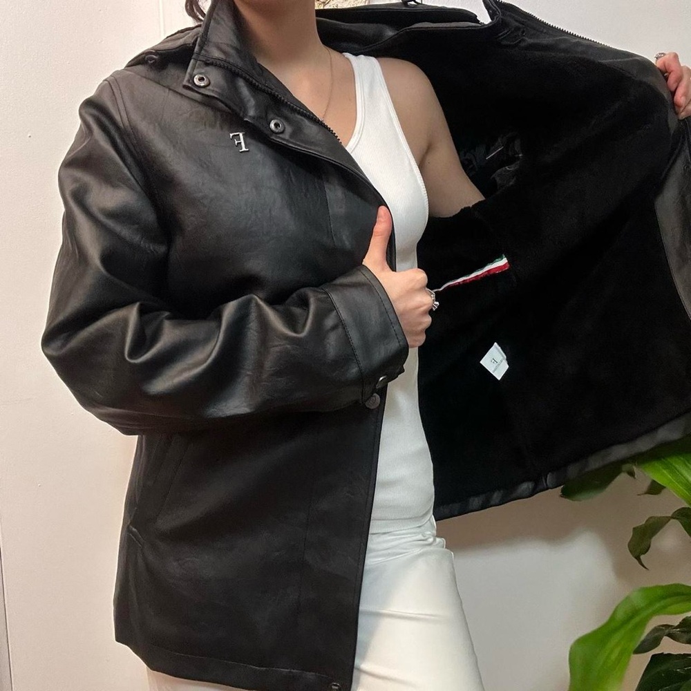 NWT F Collections Vegan Leather Jacket Black Size Medium - Picture 4 of 8